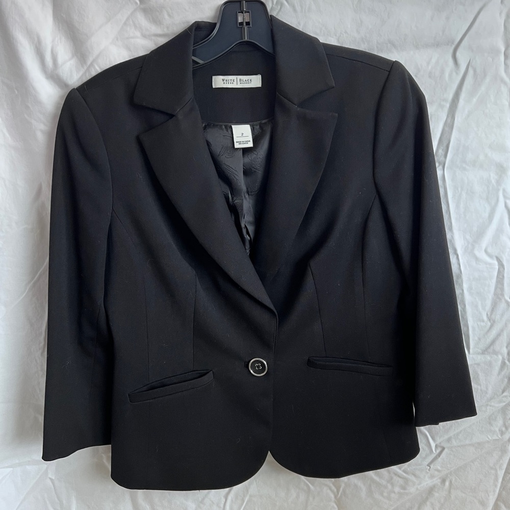WHBM Black wool blend blazer